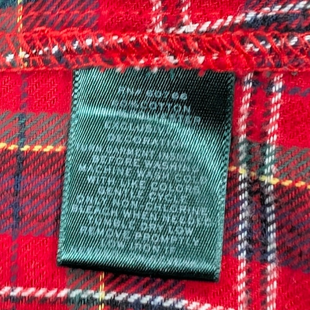 Lauren Ralph Lauren Red Plaid Tartan Women's Button Down Shirt Dress RL Crest M - Picture 9 of 10